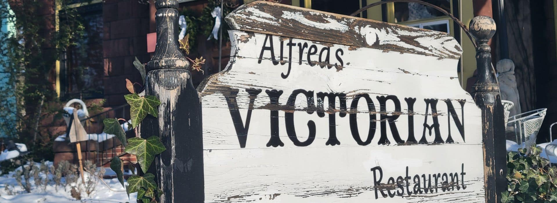 front sign of Alfred's Victorian Restaurant in Middletown Pennsylvania